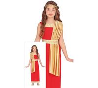 FIESTAS GUIRCA | Red Roman Fancy Dress Costume Children (7-9 Years) - Toga and Tunic - Roman and Greek Costumes for Halloween, Carnival and Fancy Dress Parties - Ideal for Girls - Red and Gold
