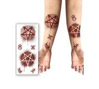FIESTAS GUIRCA | Red Satanic Tattoo (30x13 cm) - Makeup and FX for Halloween, Carnival and Fancy Dress Parties - Ideal for Adults - Red