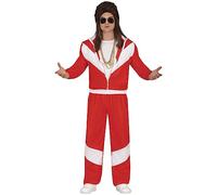 FIESTAS GUIRCA Red & White Tracksuit Mens Fancy Dress Costume - 90s Shell Suit - 80s Jogging Suit Fancy Dress Men Size L 42-44
