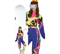 FIESTAS GUIRCA Retro Ski Suit Fancy Dress Women - Colourful 80s Ski Shell Suit Overall Funny Womens Costume - 90s Snowboarder Skier Snowsuit Tracksuit Fancy Dress Women Size M