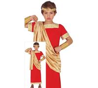 FIESTAS GUIRCA | Roman Costume Child Boy - Red Gold - 10-12 Years | Gown and Tunic Set | Sash Detail | Polyester | 10 - 12 | Crimson, Metallic | Carnival, School Play, Halloween