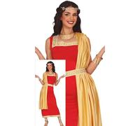 FIESTAS GUIRCA Roman Lady Fancy Dress Women - Red & Gold Greek Toga Costume - Grecian Fancy Dress Costumes for Women Size L