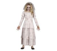 FIESTAS GUIRCA Sad Ghost Fancy Dress Costume - Headband with Veil and White Wedding Dress for Girls 7-9 Years