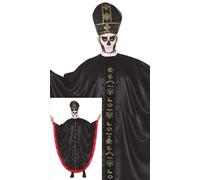 FIESTAS GUIRCA | Satanic Cardinal Fancy Dress (42-44/L) - Robe and Hat - Religious and Halloween Costumes for Fancy Dress Parties and Masquerades - Ideal for Adult Men - Black and Red