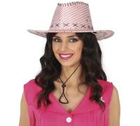 FIESTAS GUIRCA | Sequin Cowboy Hat (One Size) - Costume Accessory for Cowboys Parties and Hen Parties - Ideal for Unisex Adults - Pink