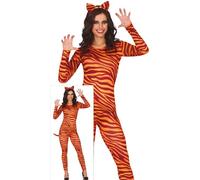 FIESTAS GUIRCA Sexy Tiger Fancy Dress Women - Striped Cat Suit & Tiger Headband- Fancy Dress Costumes for Women Size L