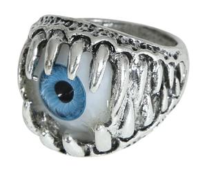 FIESTAS GUIRCA | Silver Eye Ring - Jewellery for Marquise, Religious, Gypsy and Fortune Teller Fancy Dress - Ideal Accessory for Halloween and Costume Parties - Adult Women - Silver