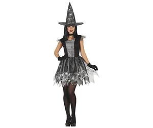 FIESTAS GUIRCA Silver Glitter Witch Halloween Costume Adult Women - Spiderweb Witch Adults Fancy Dress Costumes Women Size S 8-10