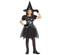 FIESTAS GUIRCA Silver Spider Web Witch Costume - Witch with Witch Hat - Girl Halloween Costume