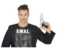 FIESTAS GUIRCA | Silver Toy Gun (9.4 in) - Fancy Dress Accessory for Police, Military or Robber - Ideal for Halloween, Carnival and Fancy Dress Parties - Suitable for All Users - Silver