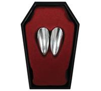 FIESTAS GUIRCA | Silver Vampire Fangs (One Size) - Makeup Accessory for Vampire and Halloween Fancy Dress - Ideal for Unisex Adults - Silver