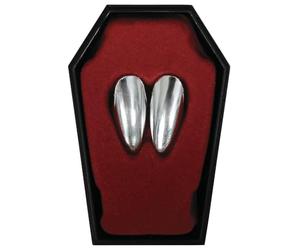 FIESTAS GUIRCA | Silver Vampire Fangs (One Size) - Makeup Accessory for Vampire and Halloween Fancy Dress - Ideal for Unisex Adults - Silver