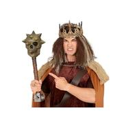 FIESTAS GUIRCA | Skull and Crossbones Mace (23.6 in) - Toy Weapon for Medieval Warrior and Viking Fancy Dress - Accessory for Halloween and Carnival - Children and Adults - Brown