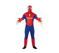 FIESTAS GUIRCA Spider Bar Fancy Dress Costume - Red and Blue Super Hero Comedy Outfit with Drink Launchers in Gloves Stag Do Costume for Men Size M