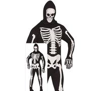 FIESTAS GUIRCA Spooky Skeleton Costume for Men - Includes Skeleton Hooded Jumpsuit with Skull Print - Halloween Costumes for Men and Adults