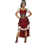 FIESTAS GUIRCA | Steampunk Fancy Dress Costume Women - Retro and Victorian Costumes for Halloween, Carnival and Fancy Dress Parties - Ideal for Adults - Burgundy and Brown