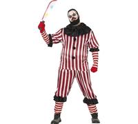 FIESTAS GUIRCA Striped Horror Clown Men Fancy Dress Costume - Red Killer Clown Costume - Mens Halloween Costumes Adult Size XL