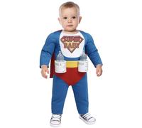 FIESTAS GUIRCA | Super Baby Fancy Dress Costume (12-18 Months) - Cape, Jumpsuit and Can Holder - Superhero and Villain Costumes for Halloween and Parties - Ideal for Baby Boys - Blue Multicolour