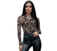FIESTAS GUIRCA | Tattoo Effect Bodysuit (10-12/M) - Fancy Dress Top for Halloween and Carnival - Ideal for Costume Parties and Celebrations - Unisex - Black