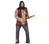 FIESTAS GUIRCA Tie Dye Hippie Mens Fancy Dress Costume - 70s Mens Outfit - 60s Hippy Fancy Dress Men Size XXL