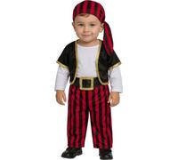 FIESTAS GUIRCA | Toddler Pirate Costume Girl - Red & Black - 2-3 Years | 5-Piece Set | Striped Design | Gold Trim Detail | Polyester | 100 cm | Carnival, Halloween & Birthday Party