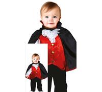 FIESTAS GUIRCA | Vampire Costume Baby Boy - 3 Piece Set 18-24 Months | Cape, Mock Vest, Trousers | High Collar | Bright Red & Black | Polyester | 18-24 | Halloween, Carnival