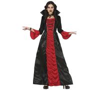 FIESTAS GUIRCA Vampire Countess - Long Elegant Red and Black Dress Fancy Dress Costume Adult Woman Size M 10-12