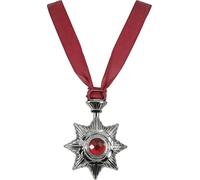 FIESTAS GUIRCA | Vampire Medallion Necklace (3.5x2.8 in) - Jewellery for Vampire and Halloween Costumes - Ideal Accessory for Horror, Gothic and Masquerade Parties - Unisex - Black and Red