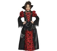 FIESTAS GUIRCA | Vampiress Fancy Dress Costume for Children - Dress and Collar - Vampire Costumes for Halloween, Carnival and Fancy Dress Parties - Ideal for Girls - Black and Red