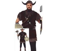 Fiestas Guirca Adult Viking Fancy Dress Costume - Headband, Belt, Horns & Cuffs - M 38-40 Brown/Grey