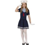 FIESTAS GUIRCA Vintage Sailor Girls Fancy Dress Costume - Stylish Blue Sailor Dress - Retro Marine Kids Fancy Dress Costumes Girls - Girls Age 7-9 Years