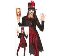 Voodoo Witch Costume Ladies Halloween Fancy Dress Outfit UK 8-16