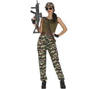 FIESTAS GUIRCA Warrior Soldier Fancy Dress Women - Army Fighter Costume - Green Military Fancy Dress Costumes for Women Size M