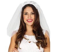 FIESTAS GUIRCA | White Bride Veil Headband (One Size) - Fun Fancy Dress Accesso