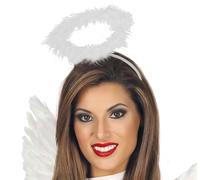 FIESTAS GUIRCA | White Marabou Angel Halo Headband (One Size) - Fancy Dress Accessory for Halloween, Carnival and Costume Parties - Ideal for Dark Angel and Demon - Unisex Adult - White