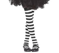 FIESTAS GUIRCA | White Striped Tights (7-12 Years) - Tights for Children's Witch Costume - Halloween and Carnival Accessory for Girls - Ideal for Parties and Celebrations - White Black