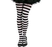FIESTAS GUIRCA | White Striped Tights for Women - (One Size) - Witch Costume Tights for Halloween, Carnival and Fancy Dress Parties - Ideal Accessory for Cosplay and Masquerades - Black and White