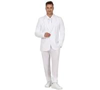FIESTAS GUIRCA White Suit Mens Fancy Dress Costume - Fancy White Suit with Tie - Fancy Dress Men Size L