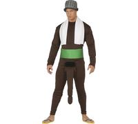 FIESTAS GUIRCA | Willy Costume Adult Men - Brown Jumpsuit Set - Size M | Includes Hat | Oversized Padded Feature | White, Green, Grey Accents | Polyester Material | Carnival, Stag Do, Halloween