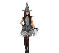 Ladies Halloween Silver Witch Fancy Dress Costume Womens Witch Outfit New fg