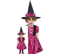 FIESTAS GUIRCA Pink Star Witch Baby Fancy Dress Costume - Toddler Costume Including Witch Hat - Baby Girls Age 2-3 Years