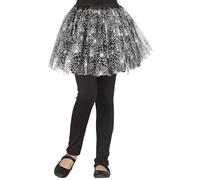 FIESTAS GUIRCA | Witch Spiderweb Costume Tutu Skirt Child Girl - Black | Printed Overlay | Short Layered Design | Gathered Waistband | 30 cm Long | Polyester | Halloween, Karneval & Fasching