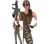 FIESTAS GUIRCA Women's Warrior Soldier Costume - Army Combatant Costume - Green Military Costumes for Women Size L