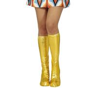 FIESTAS GUIRCA | Yellow Boot Covers (17.7 in) - Fancy Dress Accessory for 70s Parties and Rock Themed Events - Ideal for Unisex Adults - Perfect for Carnival and Halloween - Yellow