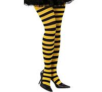 FIESTAS GUIRCA | Yellow Striped Tights for Women (One Size) - Witch Costume Tights for Halloween, Carnival and Fancy Dress Parties - Ideal Accessory for Cosplay and Masquerades - Black and Yellow