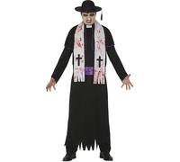 FIESTAS GUIRCA | Zombie Priest Fancy Dress - Robe, Stole and Belt - Halloween, Religious and Zombie Costumes for Horror Parties and Carnival - Ideal for Adult Men