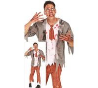 FIESTAS GUIRCA Zombie Student Costume for Men - Red High School Uniform - Halloween Costumes for Men and Adults