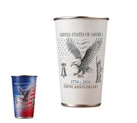 Fieuaah 250th Anniversary Color Changing Cups, Stainless Steel 17Oz | Cold-Activated Patriotic Container for 4th of July Eaglet Gonfalon, 250th Anniversary 17Oz Cups