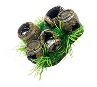 Fieuaah Artificial Barrels Hideouts Cave for Fish Tanks, Design B | Hand Painted Waterproof Resins, Reptiles Enclosure, Aquariums Landscape Decoration, Fish Shelter