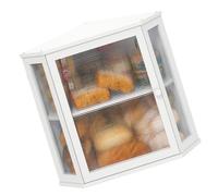 Fieuaah Compact Two Compartment Bread Storage with, White | Wood Top with Cover and Opening for Kitchen Organization and Home Use